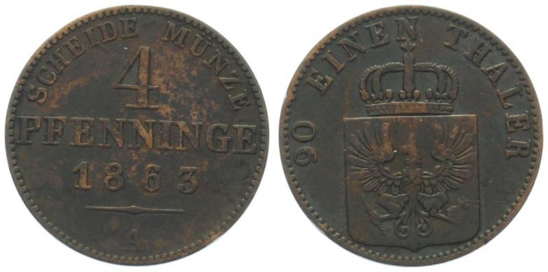 Preussen 4 Pfennige 1863 A